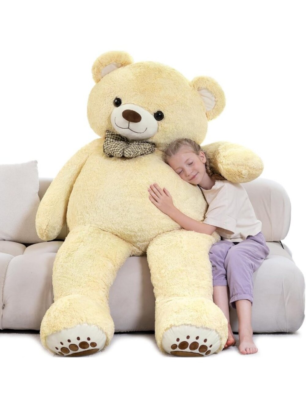 Giant 6ft Plush Teddy Bear Stuffed Animal - Soft Beige Cuddly Gift for All Ages